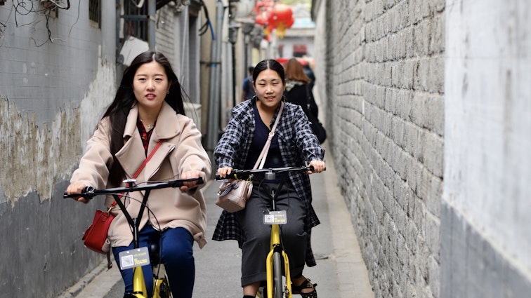 Beijing,China-April 2017-two young girls riding bike-shared bikes visiting hutong in beijing.; Shutterstock ID 624689186; full: 65050; gl: Lonely Planet Online Editorial; netsuite: Free things in Beijing; your: Brian Healy
624689186
beijing, bicycle, bike-shared, china, chinese, girl, holiday, hutong, ofo, ra de, riding, share, sm ill, spring, stick, street, visit, wall, yellow, young
