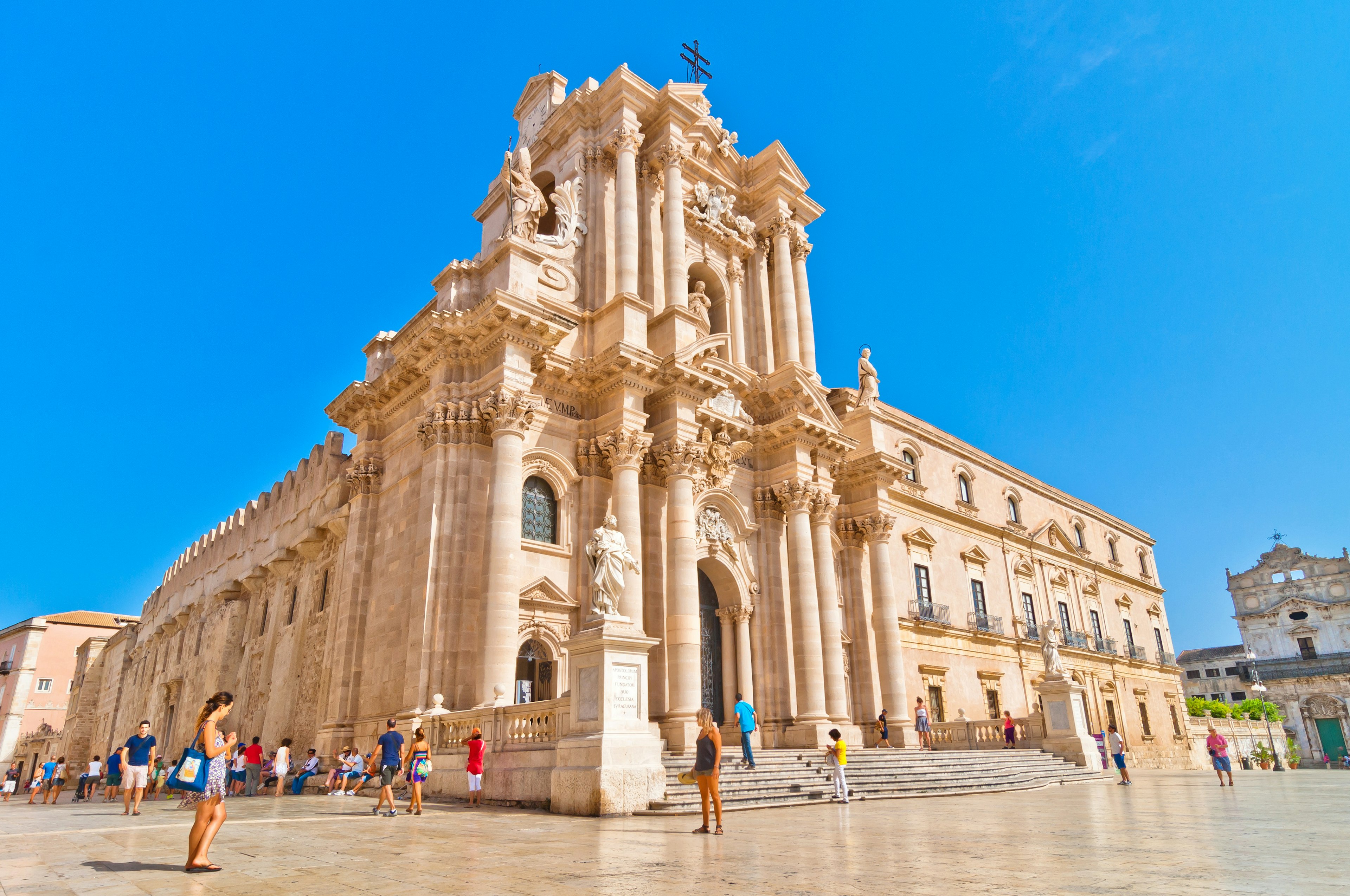 The square by Piazza del Duomo in Ortigia, Syracuse, Sicily, Italy