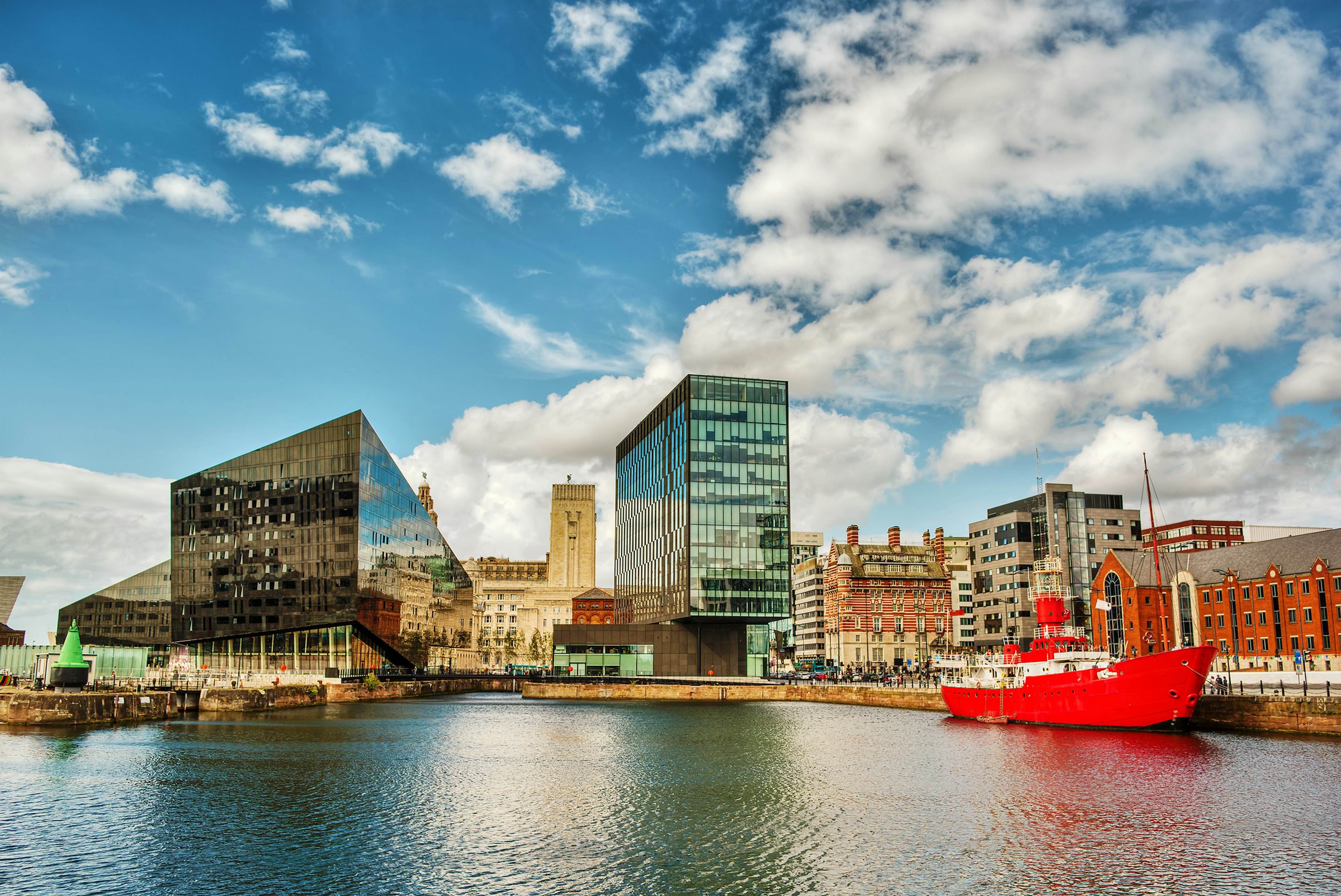 Buildings along the waterfront in Liverpool