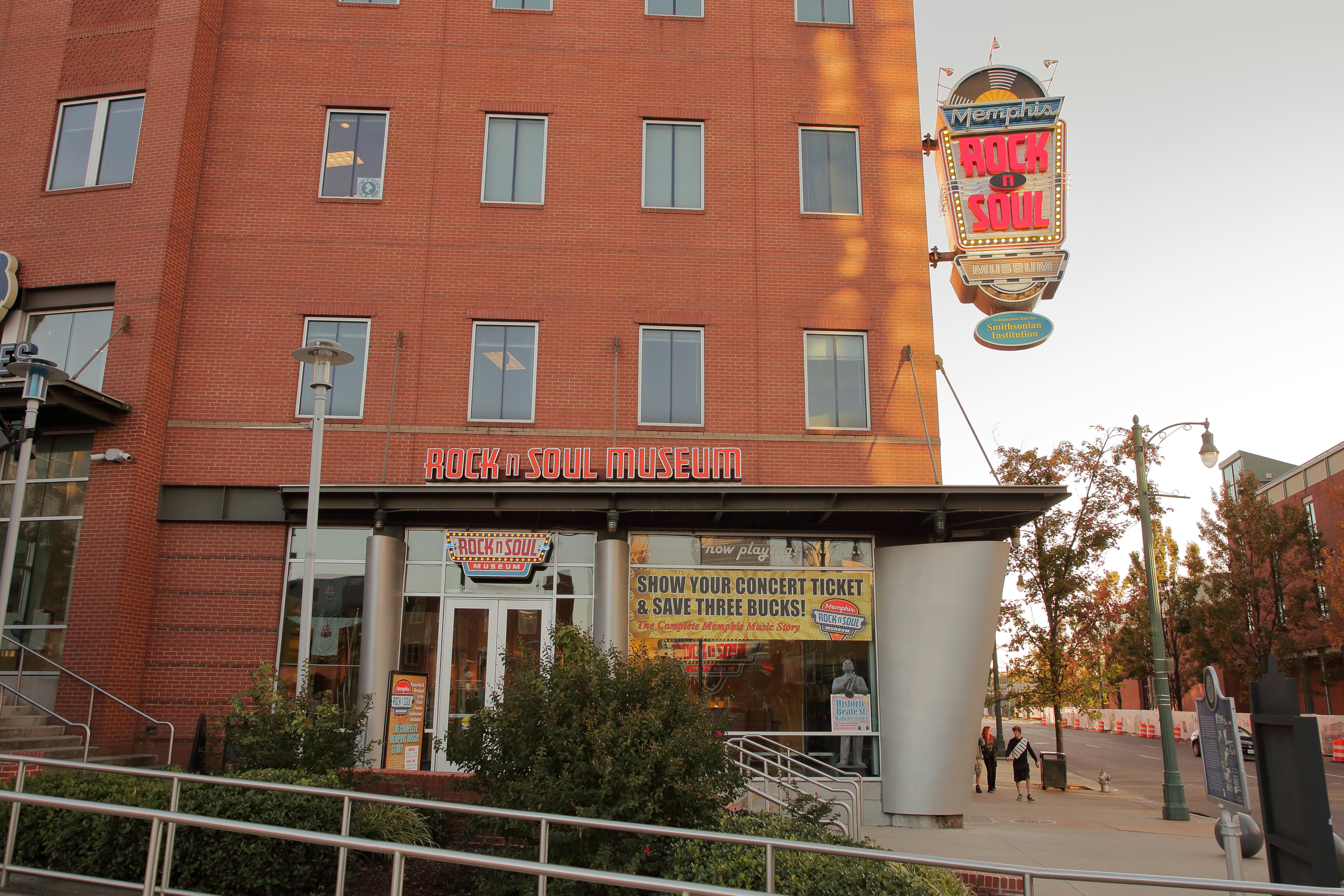 Entrance to the Memphis Rock n Soul Museum.  The museum is located next to the FedEx forum near Beale Street - Memphis, Tennessee, USA - October 13, 2019; Shutterstock ID 1535939477; full: 65050; gl: Online editorial; netsuite: POI updates; your: Ann Douglas Lott
1535939477