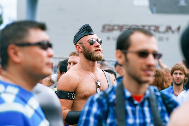 Unidentified people at the annual LGBTQI+ festival Folsom Street Fair in San Francisco