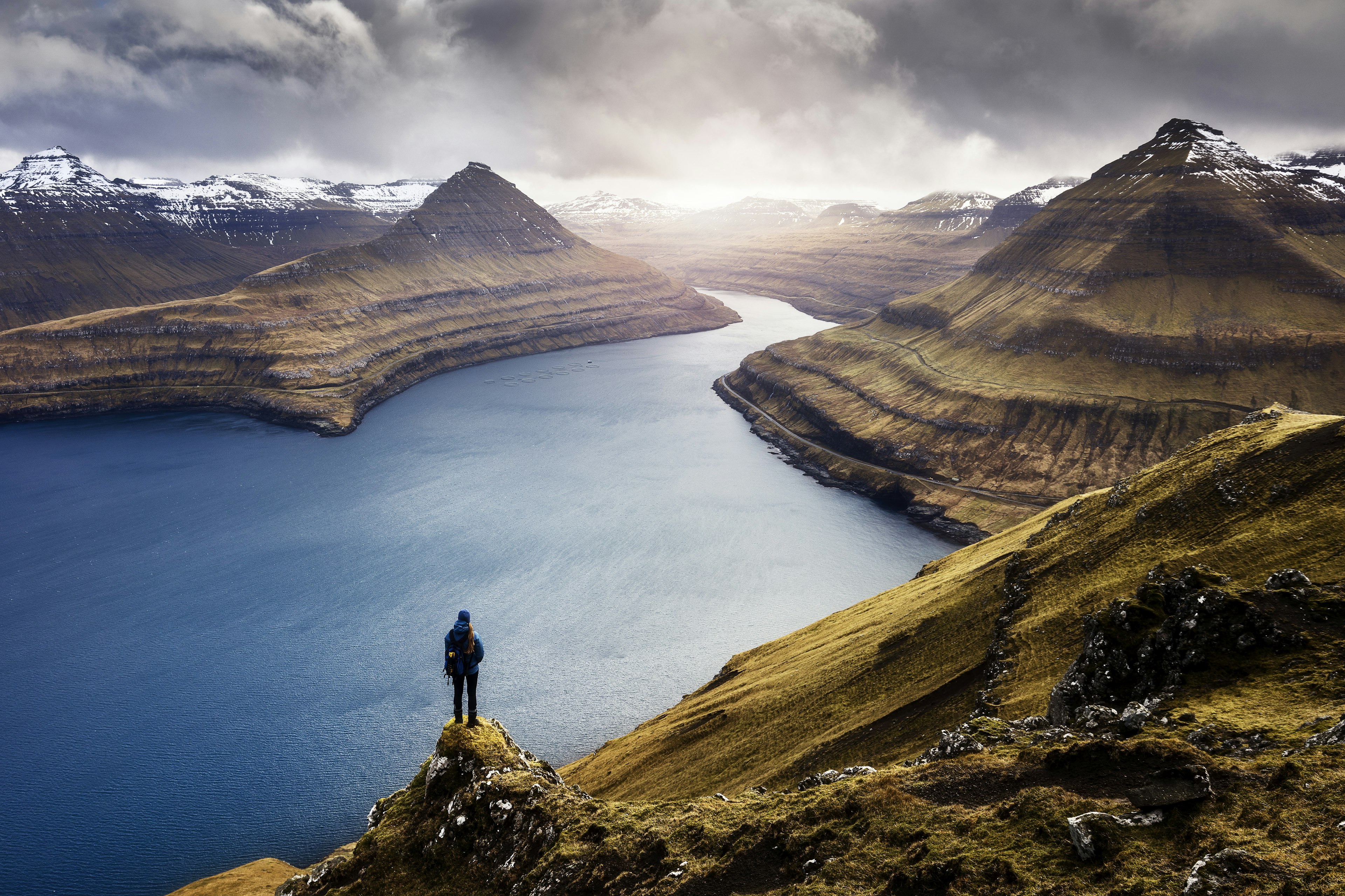 The beautiful view above the town of Funningur in the Faroe Islands