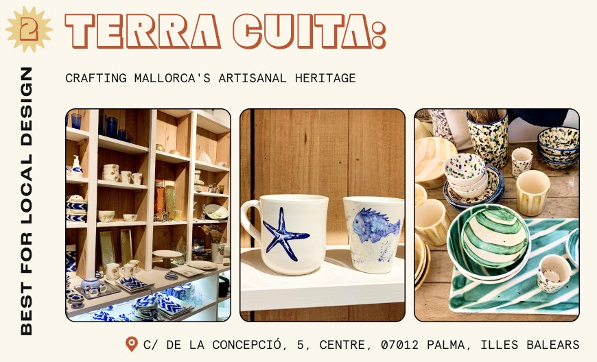 Mediterranean-inspired ceramics on sale in a Palma design shop