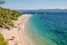BOL, CROATIA - JUNE 27: Zlatni Rat beach as seen from the pinewood on June 27, 2021 in Bol, Croatia. Croatia has already reported a 40 percent increase in tourists relative to last year, when the Covid-19 pandemic dampened tourism across the continent. (Photo by Elisabetta Zavoli/Getty Images)
1325790008