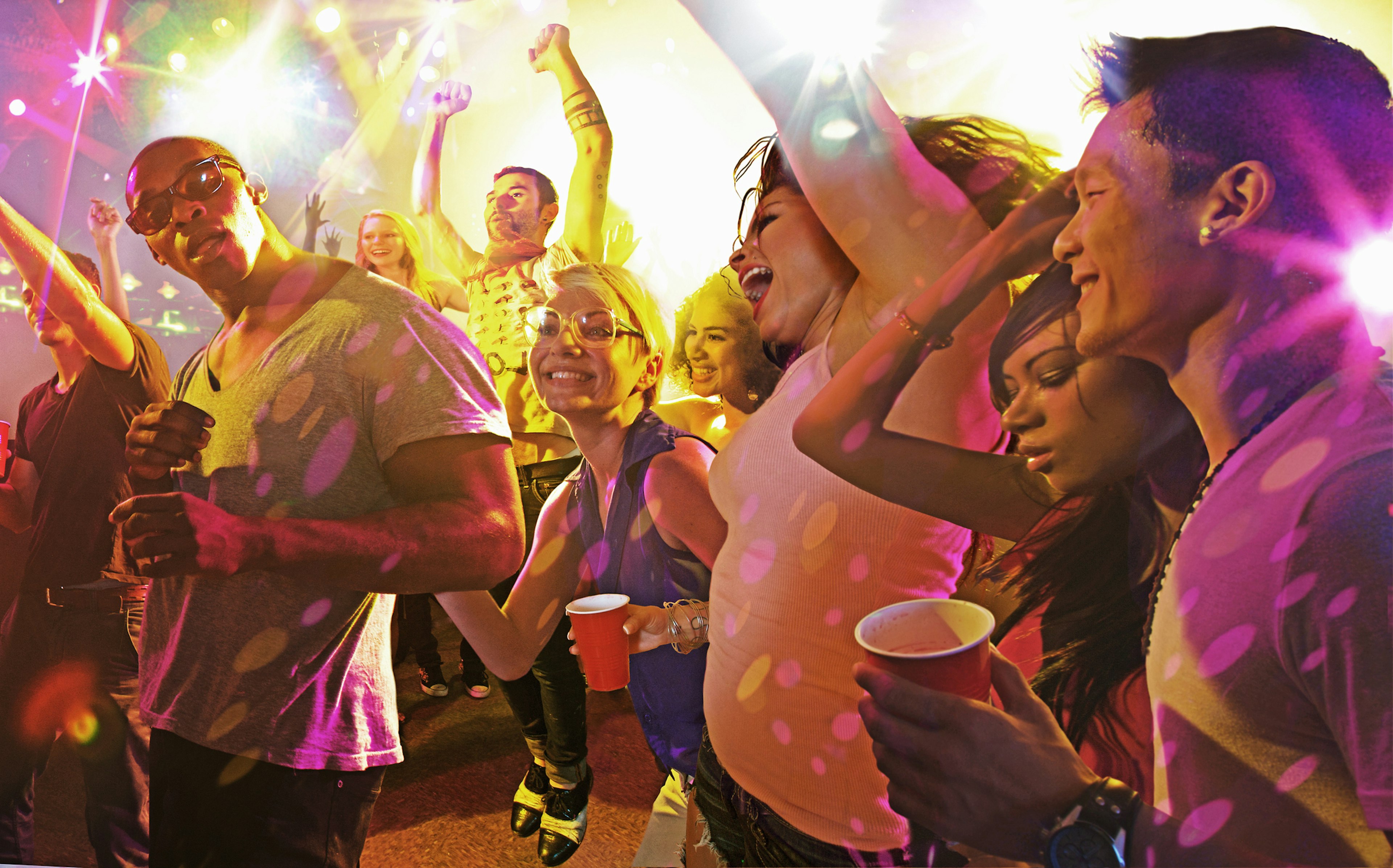 A young audience reacts to a performance at a nightclub in Los Angeles.