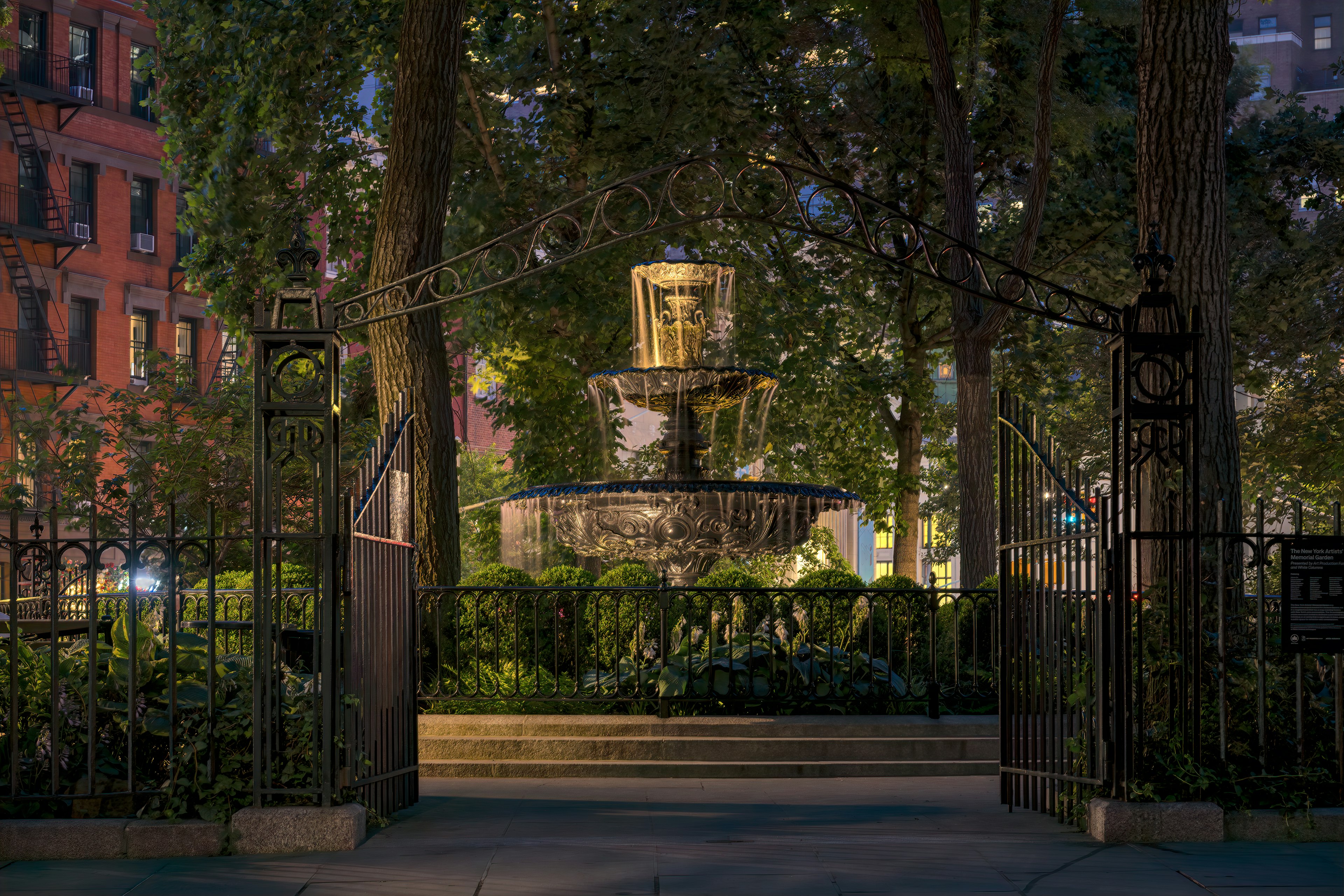 The cast-iron fountain at Jackson Square Park, West Village, New York City, New York, USA