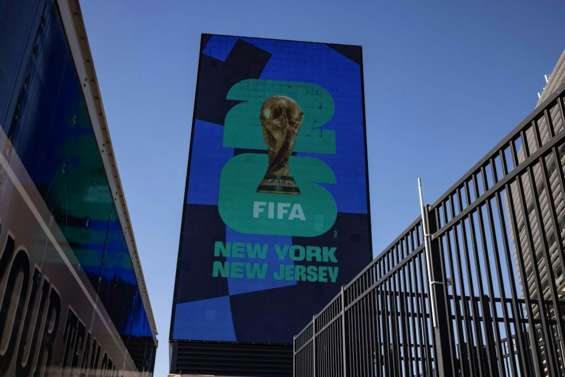 FIFA signage at MetLife Stadium in East Rutherford, New Jersey, US. 
