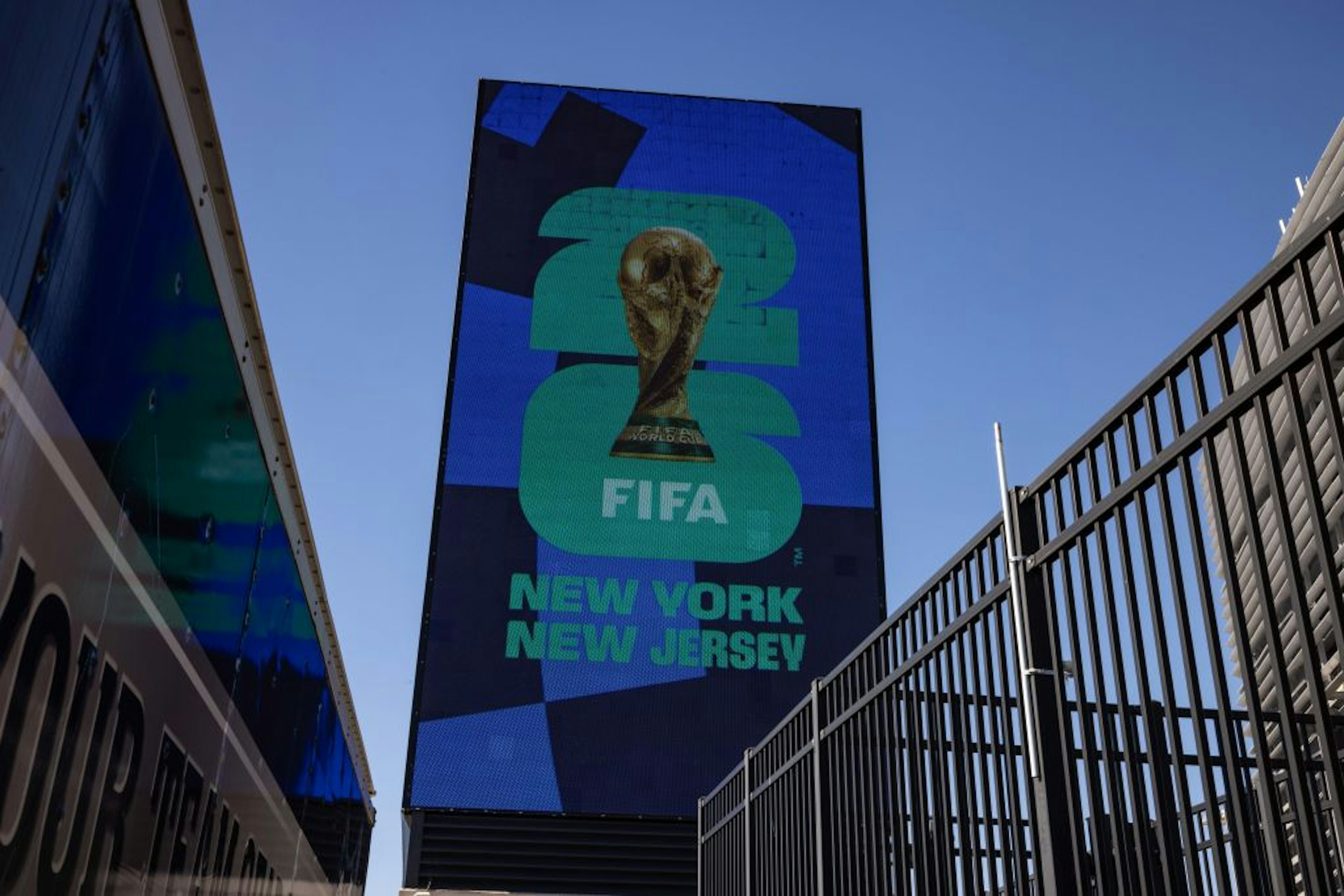 FIFA signage at MetLife Stadium in East Rutherford, New Jersey, US.