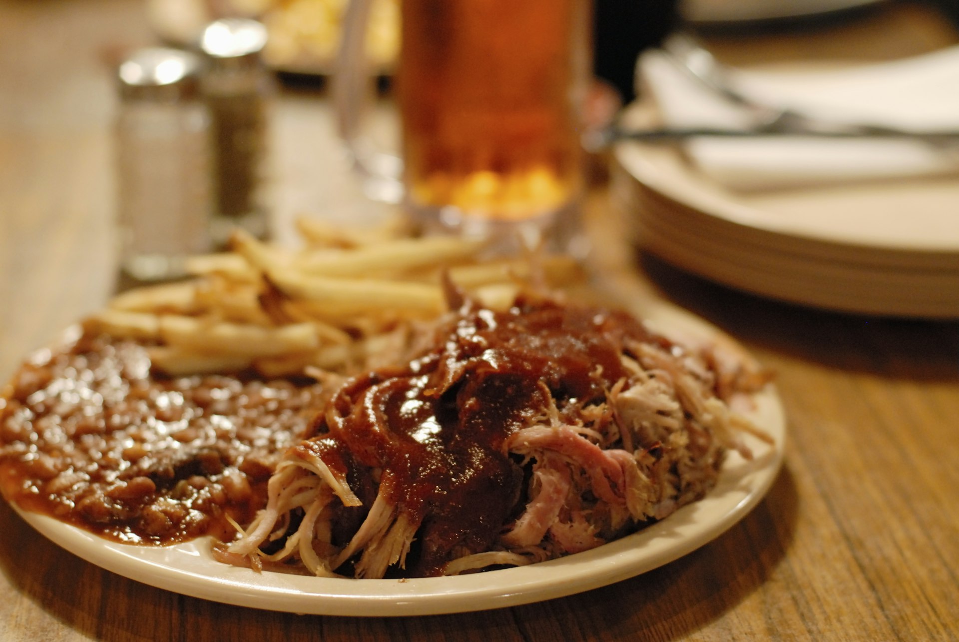 A close-up of a plate of Memphis barbecue