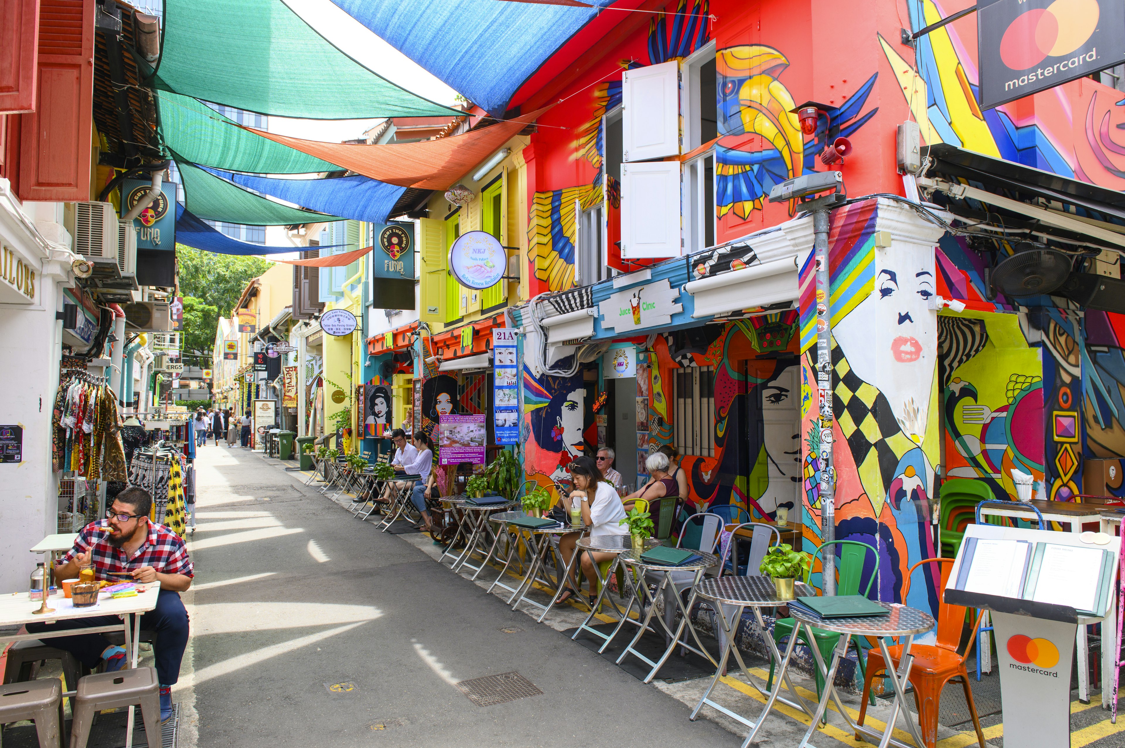 Haji Lane in the Kampong Glam quarter, which is famous for its cafes, restaurants and shops.