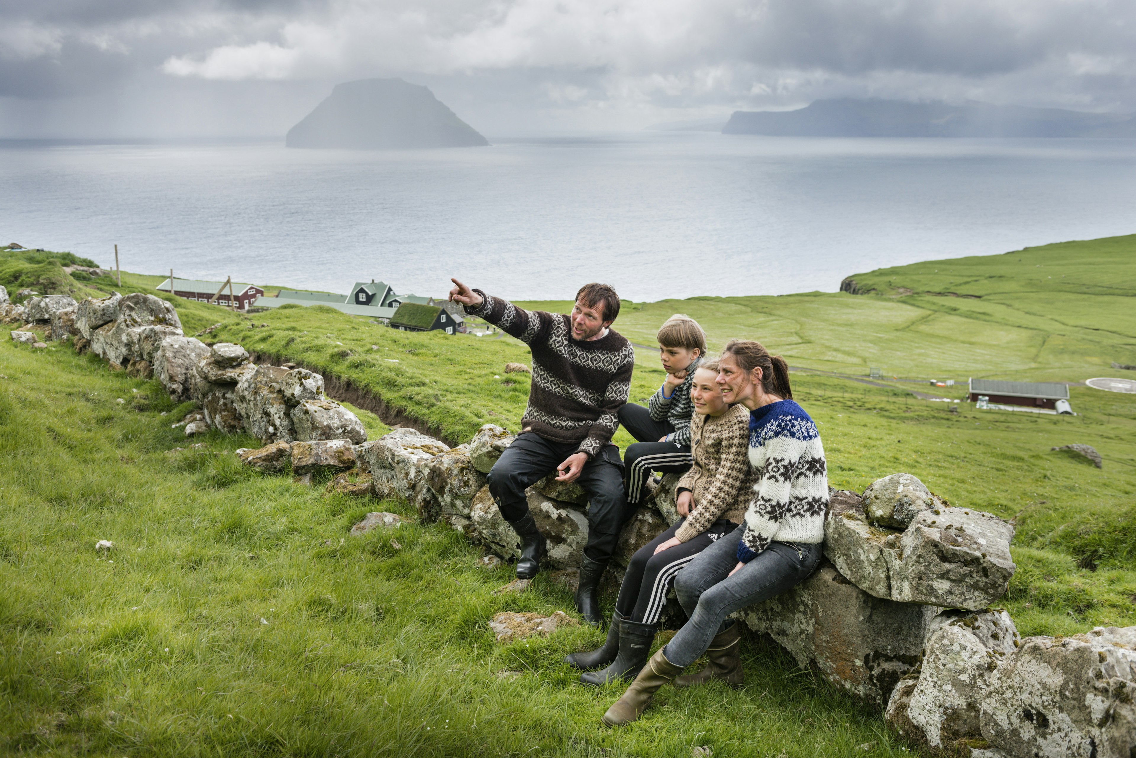 Farmers Jógvan and Eva and their two children make up one of just two families living on the island of Stóra Dímun