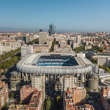 Aerial view of Santiago Bernabeu stadium in Madrid