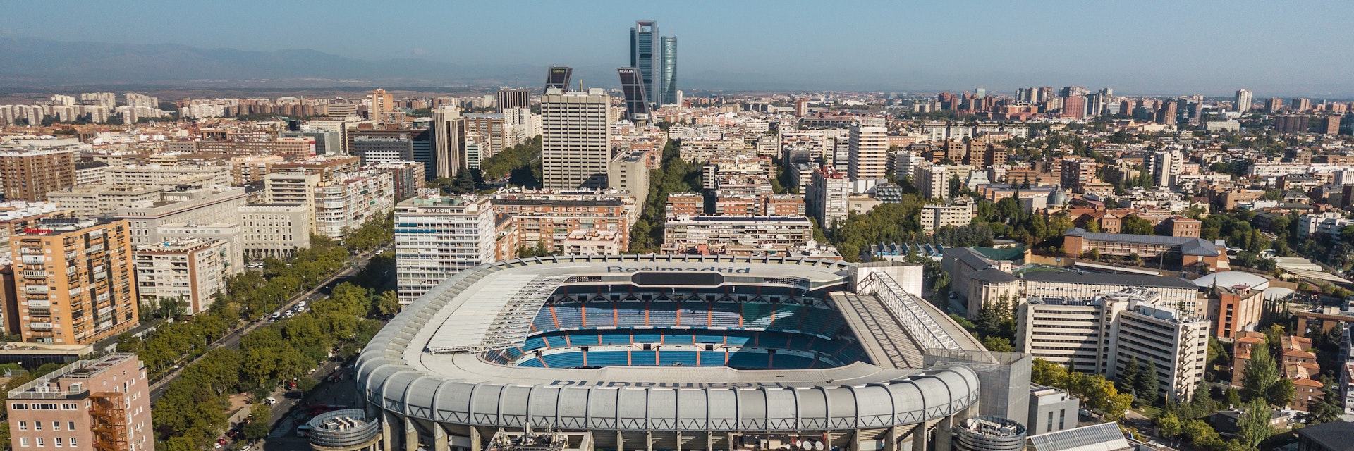 Aerial view of Santiago Bernabeu stadium in Madrid