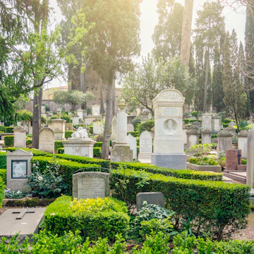 The Cimitero Acattolico ("Non-Catholic Cemetery") of Rome. It is the final resting place of non-Catholics including but not exclusive to Protestants or British people
