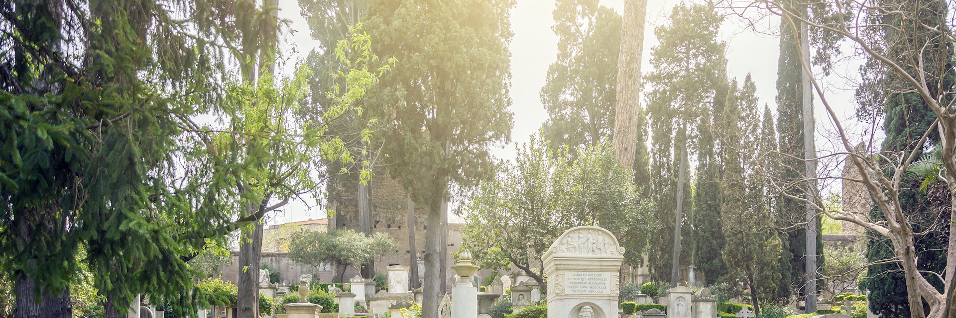 The Cimitero Acattolico ("Non-Catholic Cemetery") of Rome. It is the final resting place of non-Catholics including but not exclusive to Protestants or British people