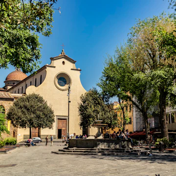 Facade view of the Santo Spirito church in Florence. Florence, Tuscany - Italy