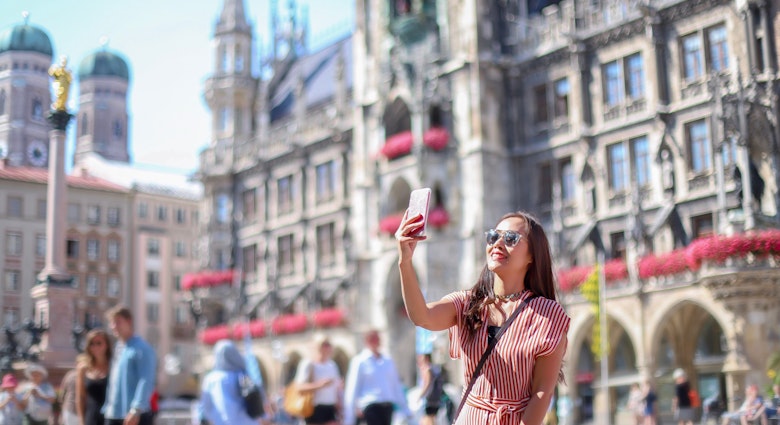 Woman tourist smiling while making selfie at Marienplatz town hall in Munich,Germany on sunny day.girl traveling in European city; Shutterstock ID 1144852844; GL: 65050; netsuite: Online ed; full: Munich best things; name: Claire naylor
1144852844