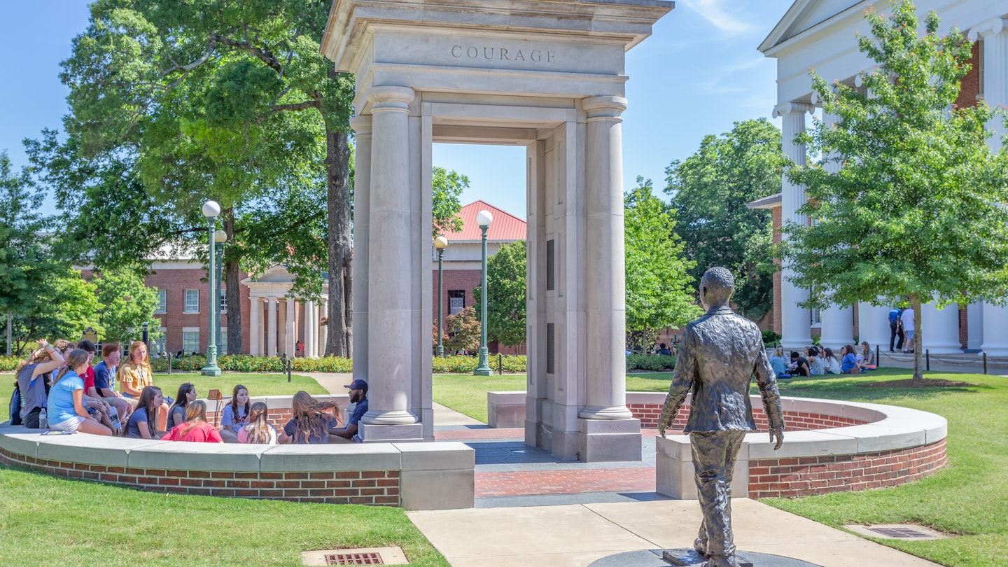 OXFORD, MS/USA - JUNE 7, 2018: James Meredith statue and monument on the campus of the University of Mississippi.; Shutterstock ID 1161304648; GL: 65050; netsuite: Online editorial; full: Memphis day trips; name: Claire N
1161304648