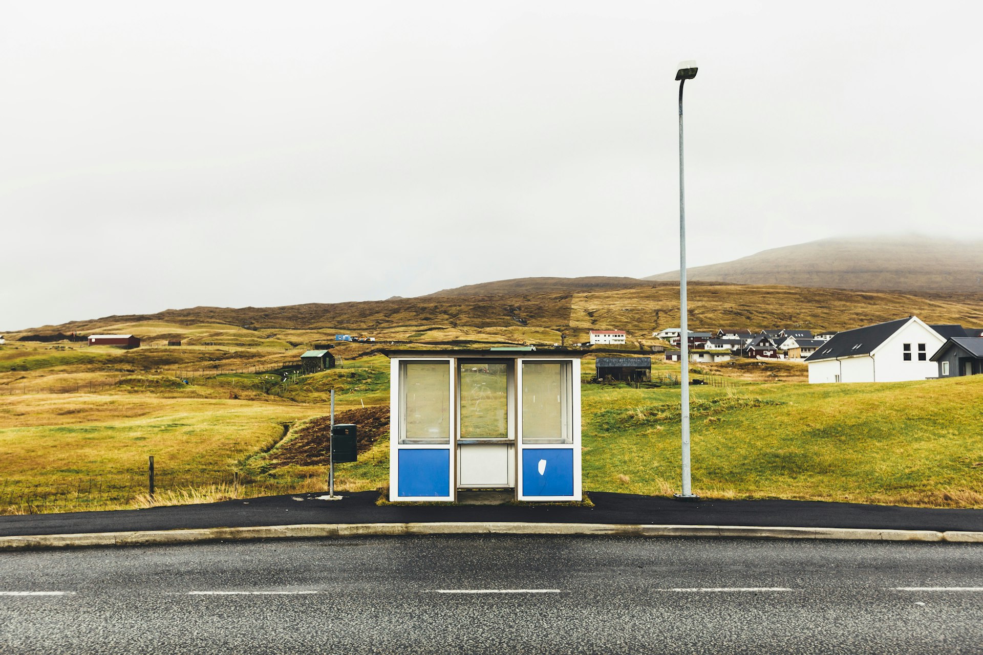An empty bus stop in the Faroe Islands