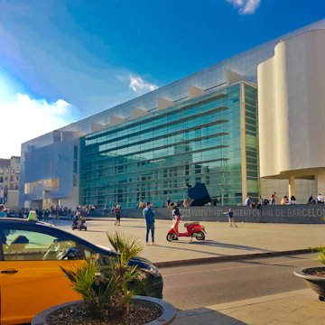 The exterior of the Barcelona Museum of Contemporary Art or Museu d'Art Contemporani de Barcelona
