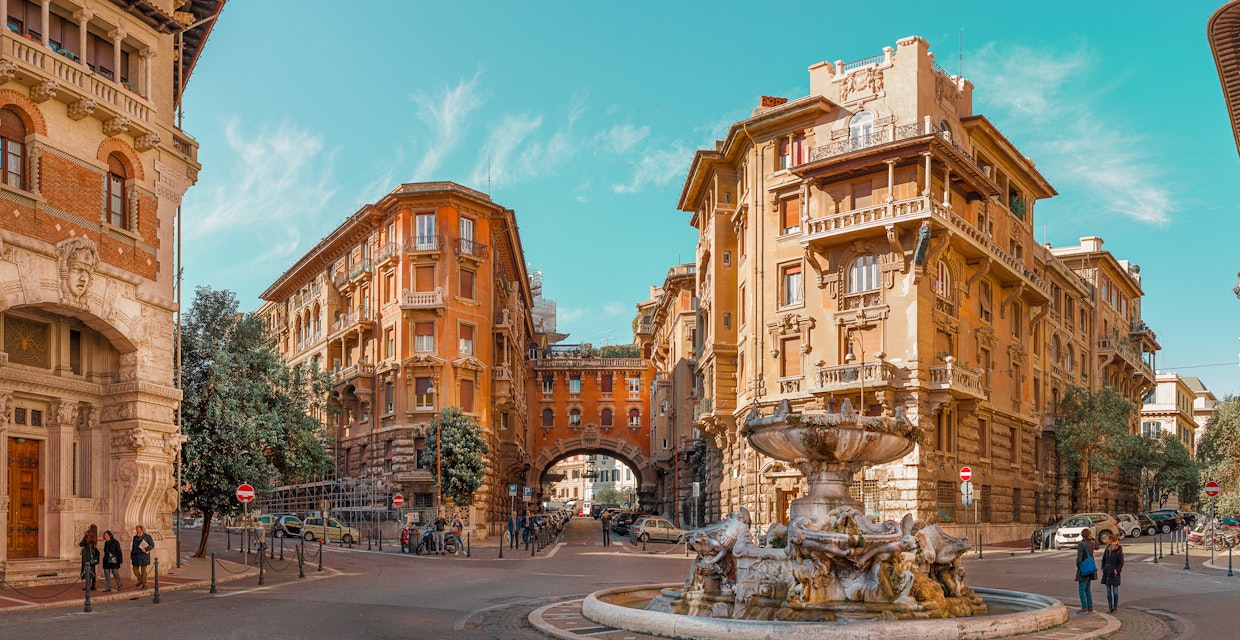 Rome, Italy, Coppedè, novembre, 2018 - District Coppedè fountain of the frogs
