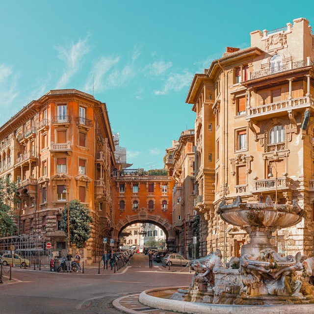 Rome, Italy, Coppedè, novembre, 2018 - District Coppedè fountain of the frogs