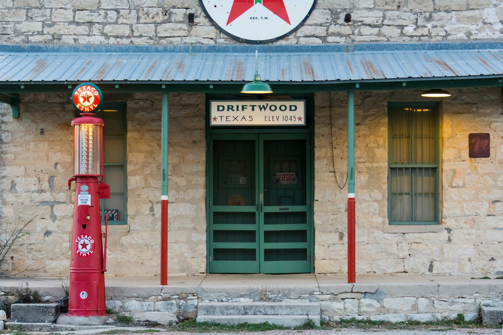 A vintage gas station in Driftwood, the Hill Country, Texas, USA