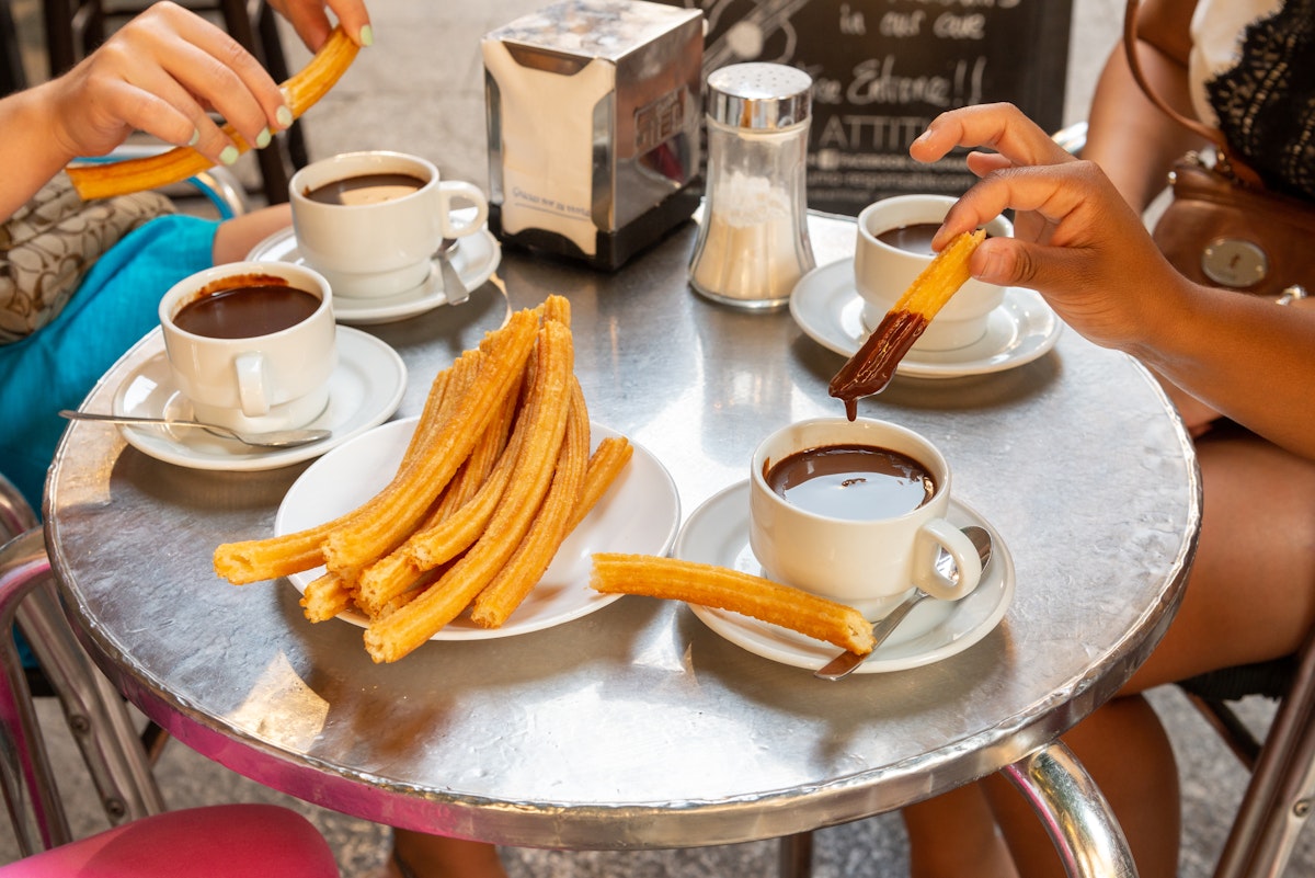 MADRID - JUNE 28, 2013: Churros and hot chocolate at the Chocolateria San Gines; Shutterstock ID 1678244413; GL: 65050; netsuite: 65050; full: poi; name: erin
1678244413