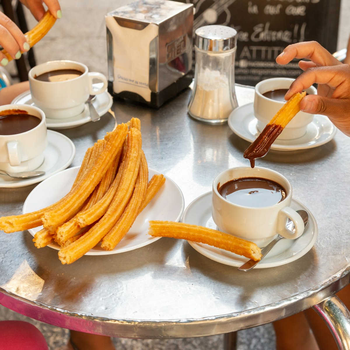 MADRID - JUNE 28, 2013: Churros and hot chocolate at the Chocolateria San Gines; Shutterstock ID 1678244413; GL: 65050; netsuite: 65050; full: poi; name: erin
1678244413