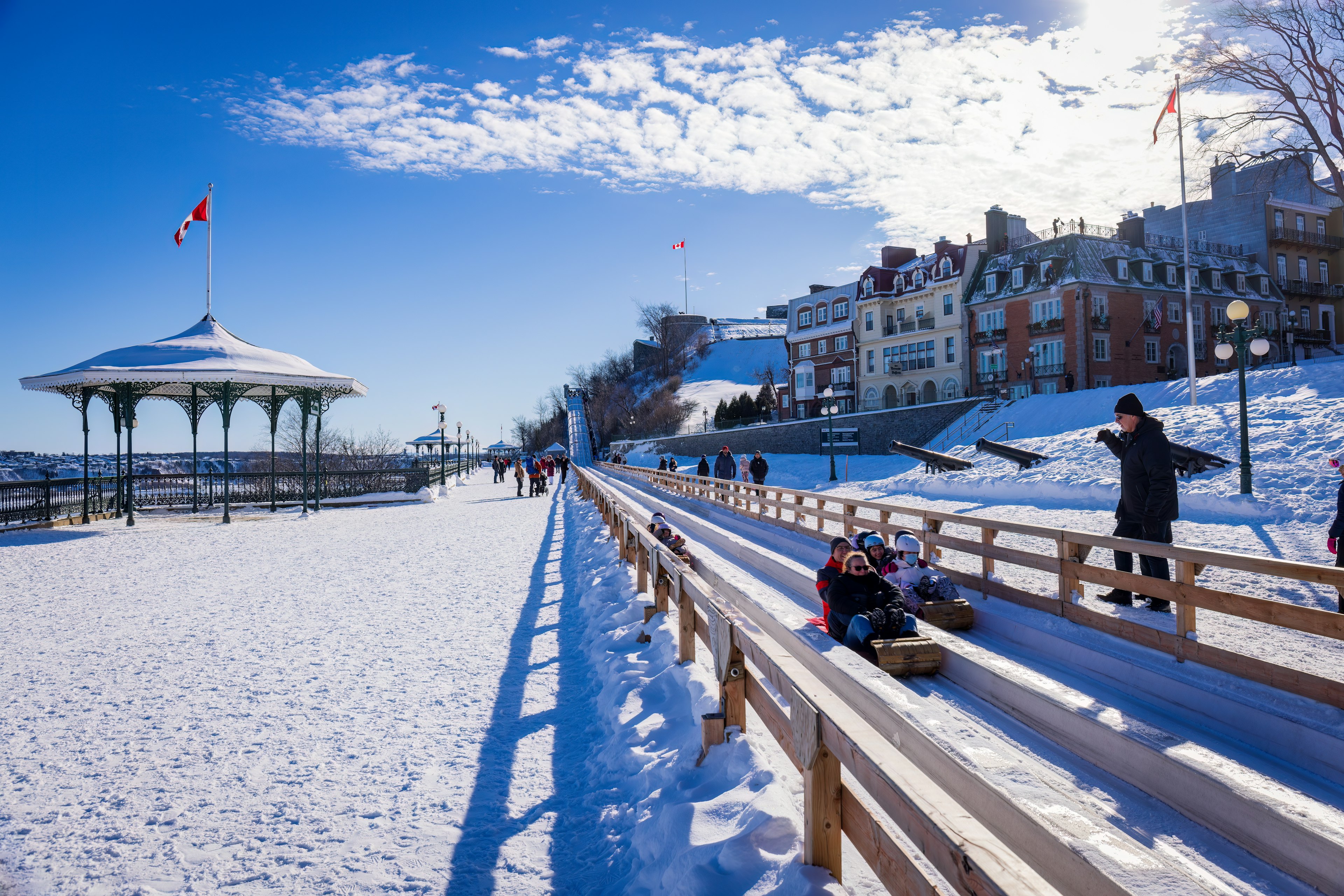 Toboggan riders on Terrasse Dufferin, ϳé City, ϳé, Canada