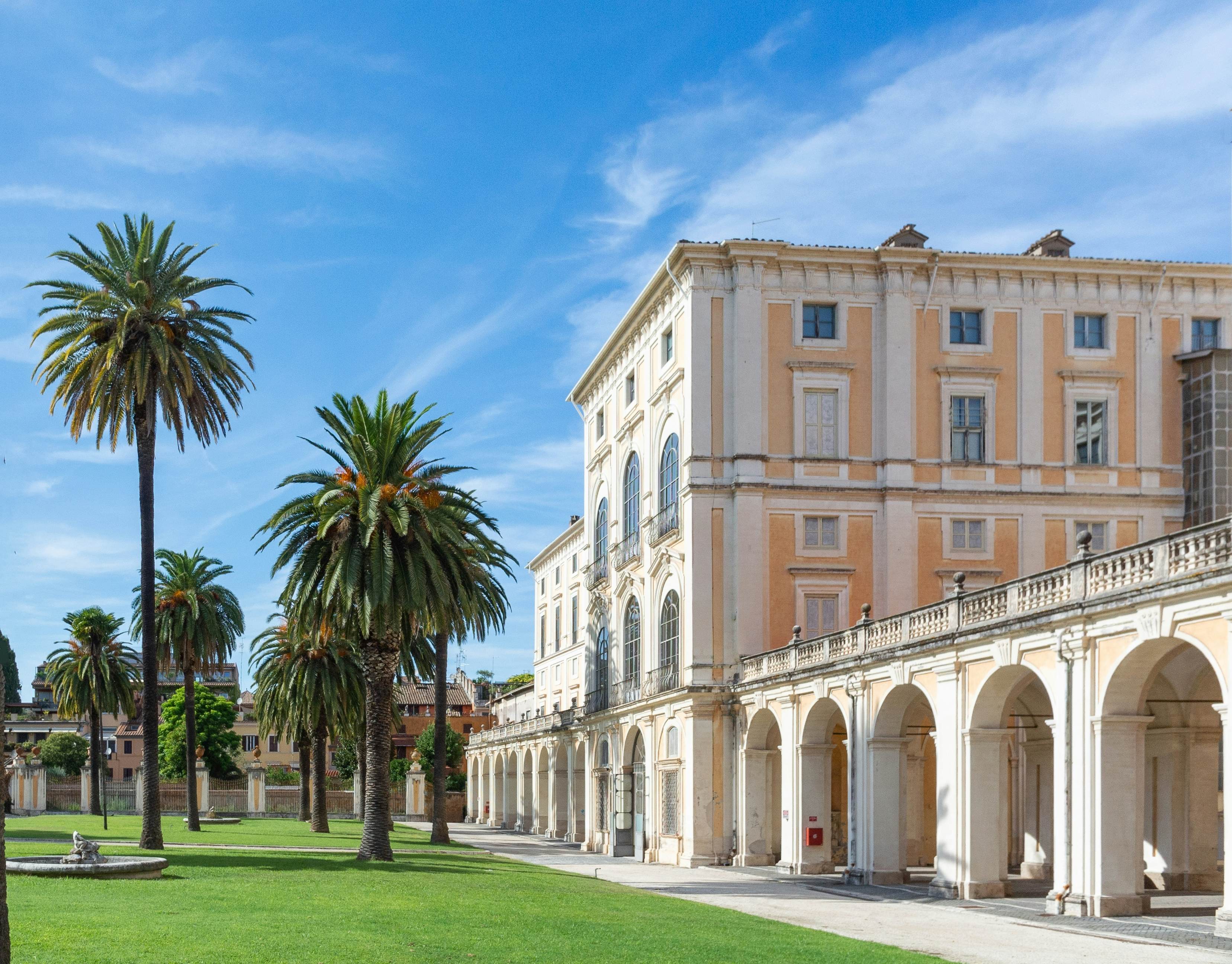 Rome, Lazio, Italy, 9th of August 2023, A landscape of Gallerie Nazionali di Arte Antica (Palazzo Corsini alla Lungara) with its garden.