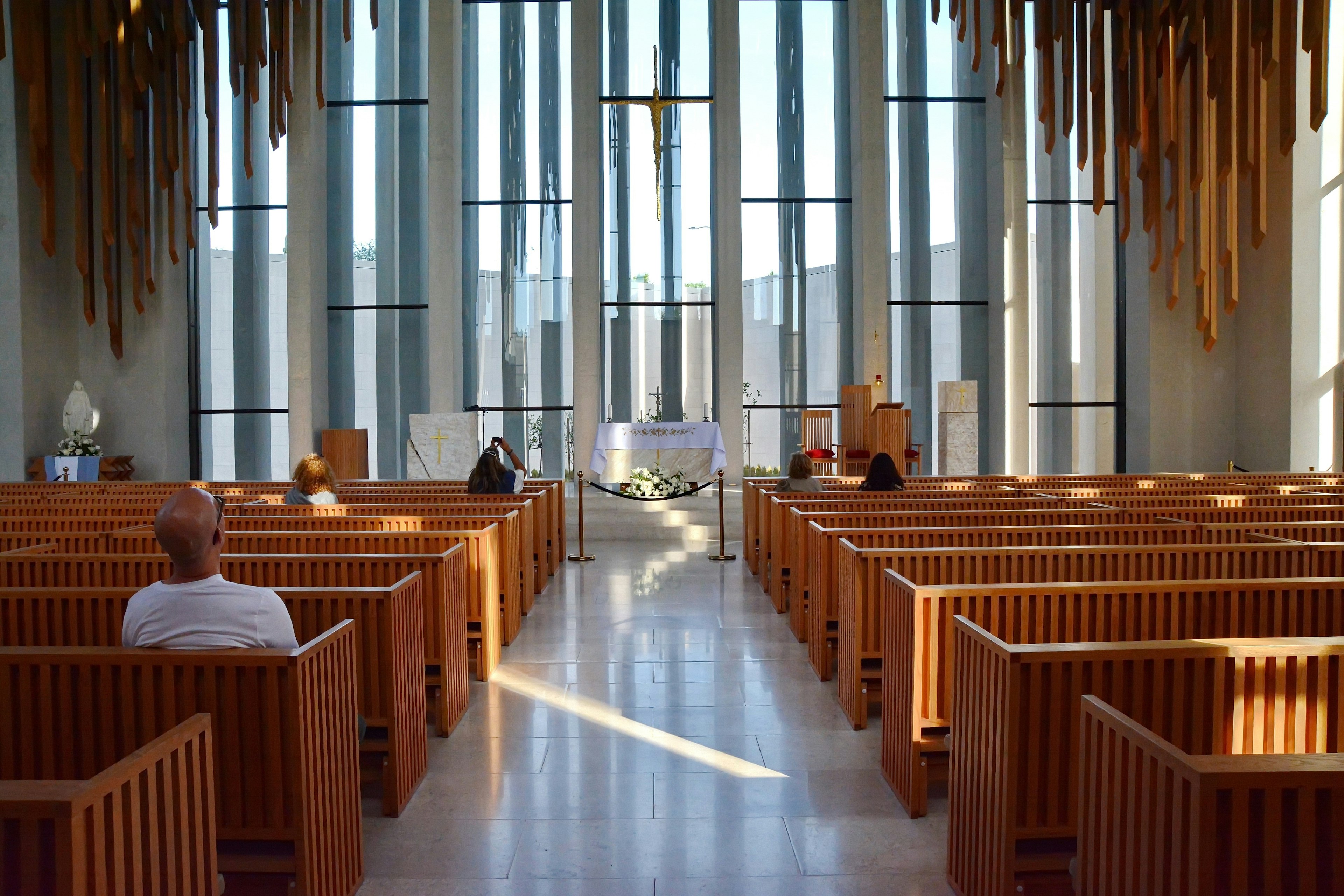 Interior of the church at the Abrahamic Family House, Abu Dhabi, United Arab Emirates