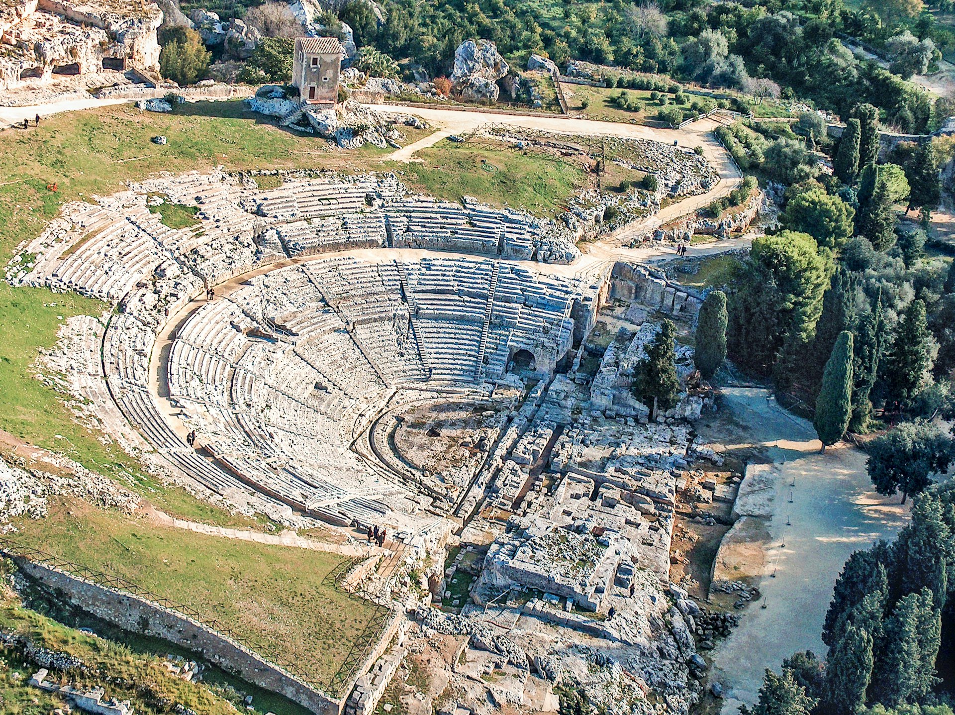 Aerial view of Greek Theatre of Syracuse Sicily