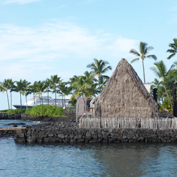 Historic Ahu' ena Heiau Temple in Kamakahou Bay Kona, Hawaii
330044978
roof, beach, tropical, architecture, sacred, temple, dwelling, polynesian, culture, landmark, bay, house, lava, thatched, port, hawaii, structure, traditional, building, hut, ocean, harbor, historic, kona, kamakahou, cruise, trees, ship, palm, ahuena, heiau