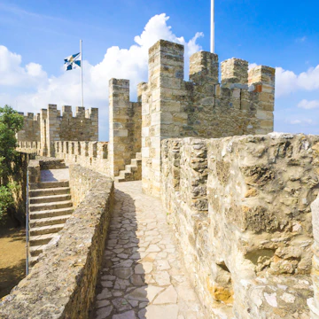 Lisbon, Portugal, The Castelo de Sao Jorge
99657044
architecture, attraction, brick, capital, castle, citadel, city, facade, flag, fort, fortress, guard tower, historically, history, lisbon, medieval, mediterranean, metropolis, monument, moors, old, old building, old city, portugal, portuguese, protection, sao jorge, sentry, sky, stone, structure, sun, tourism, tower, view, viewpoint, wall, yellow