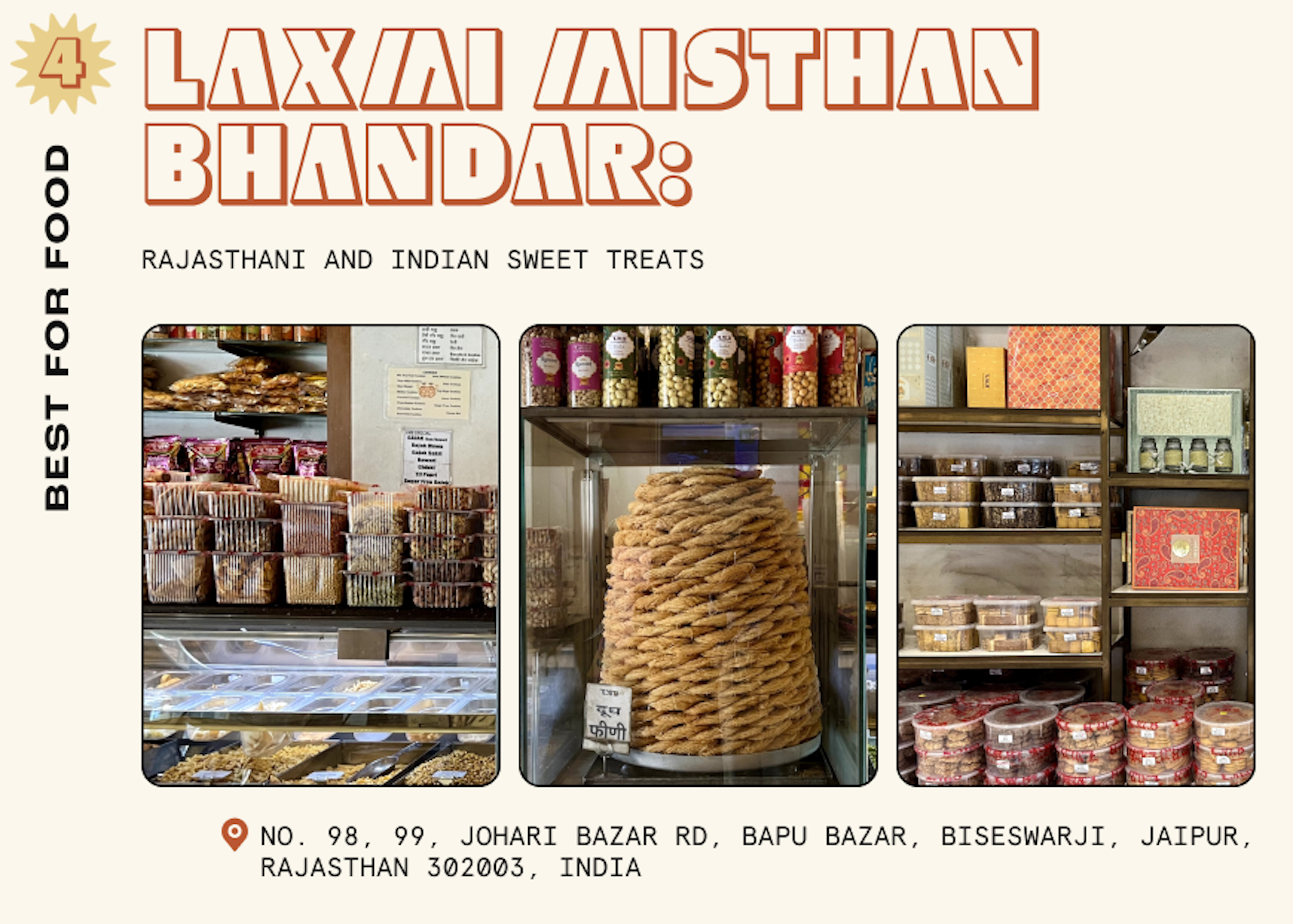 A dessert store in Jaipur selling desserts like honeycomb and spiced cakes