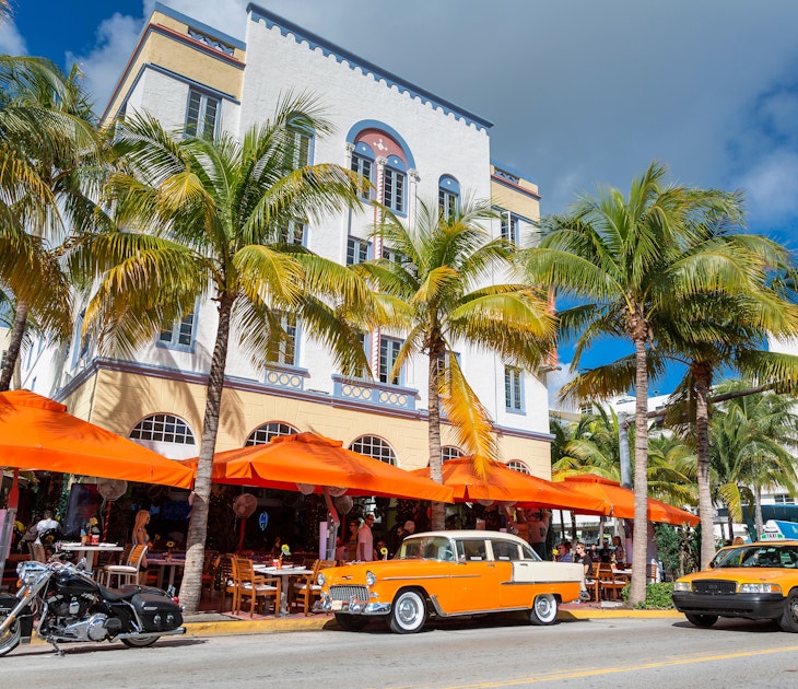 Taxis on Miami's Ocean Drive in South Beach. Alamy 
