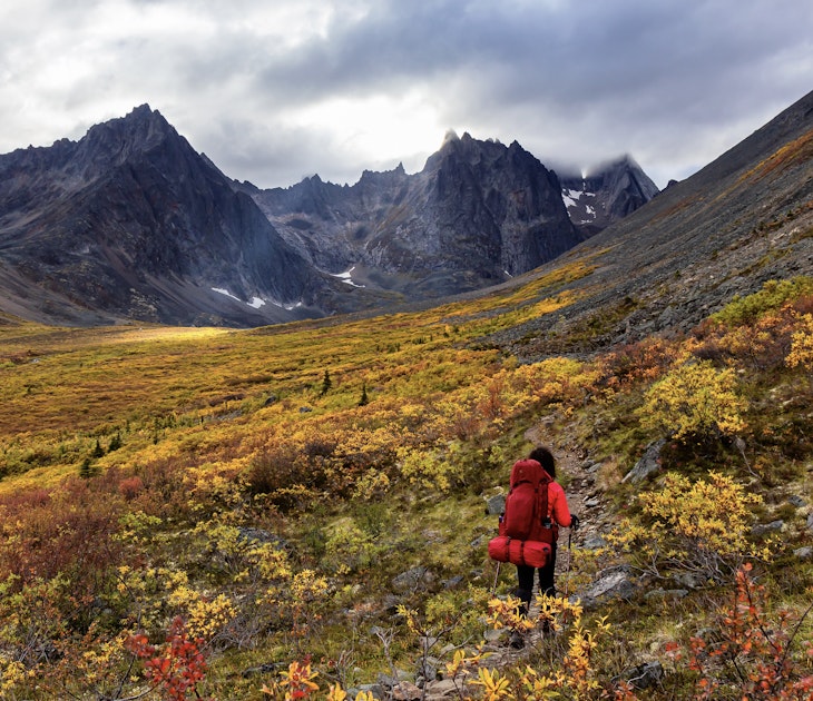 Woman Backpacking on Scenic Hiking Trail surrounded by Rugged Mountains during Fall in Canadian Nature. Taken in Tombstone Territorial Park, Yukon, Canada.
1282145673
grizzly lake, tombstone territorial park, america, backcountry, backdrop, background, backpacking, beautiful, canadian, cloudy, colorful, destination, dramatic, escape, explore, fall, fall colors, female, foliage, girl, hike, hiking trail, landscape, lifestyle, mountains, person, remote, rocky mountains, rugged, scenery, scenic, untouched, vibrant, wallpaper, wild, woman