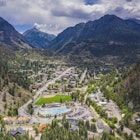 far aerial shot of Ouray, Colorado, includes hot springs
1330306436