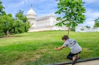 Teenage boy photographing Washington DC State Capitol during summer day
1421062108