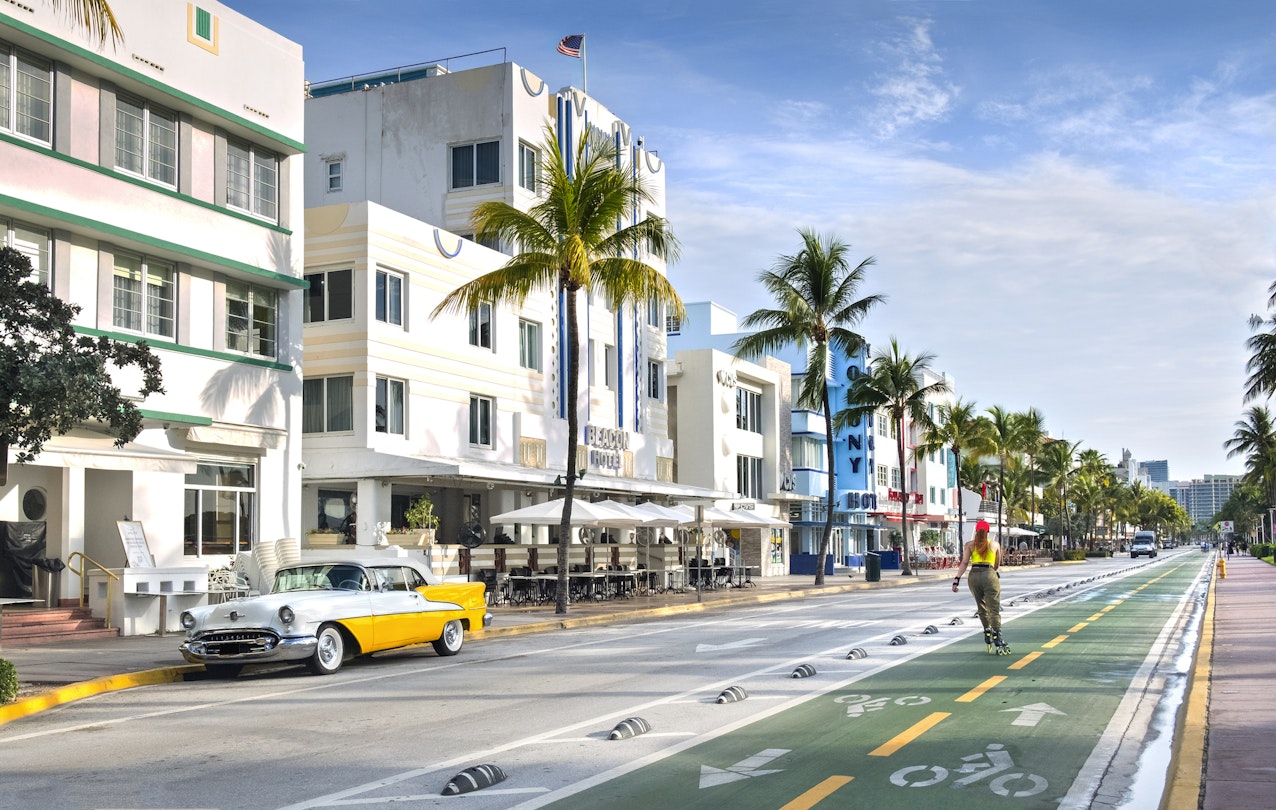 Art Deco styled hotels and  businesses along Ocean Boulevard in South Beach, a famous art deco neighborhood in Miami Beach, Florida.
1572067744