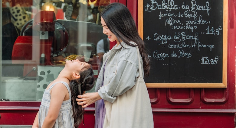 Young Asian woman embracing her little girl on the street. Bonding between mother and daughter. Family lifestyle. Love and care concept.
1815725593