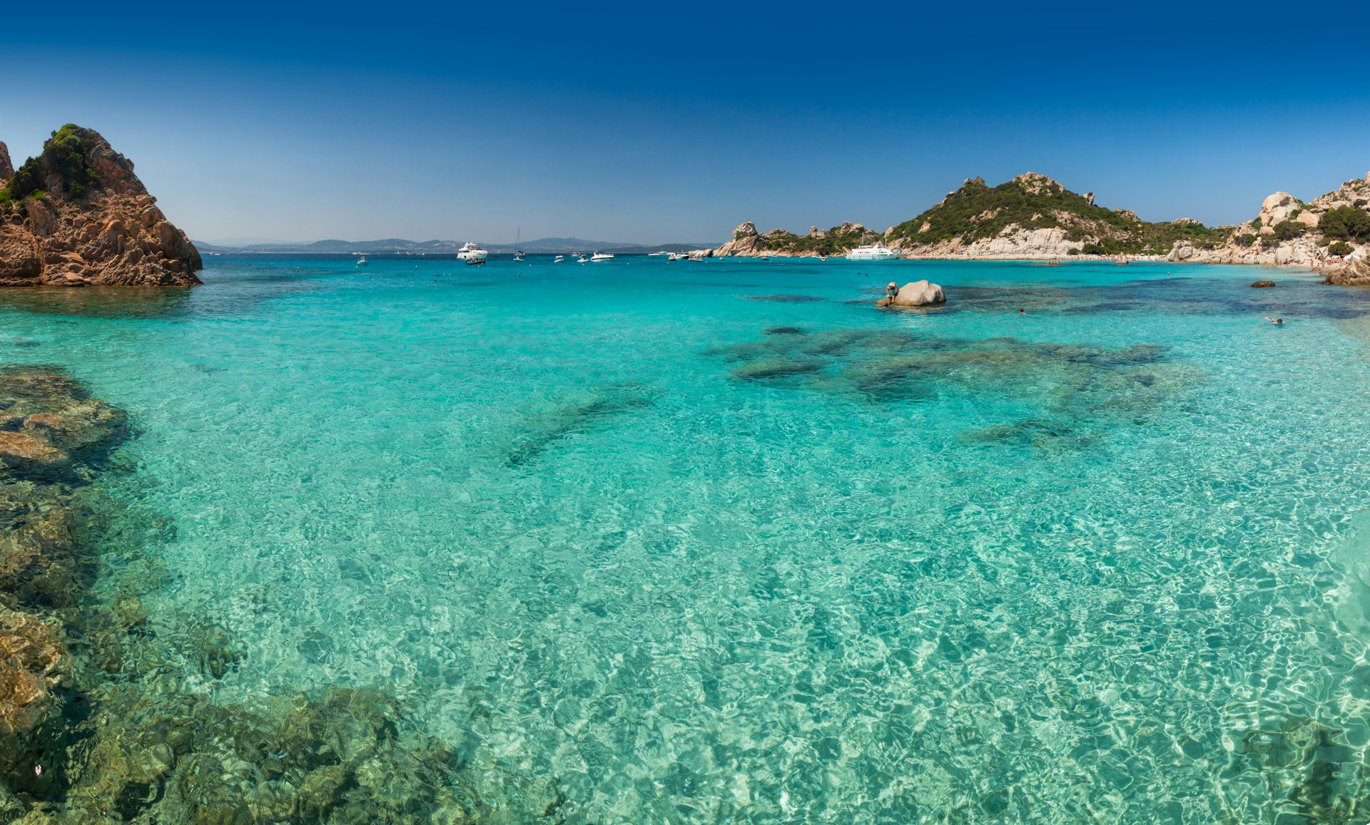 Clear turquoise water of Cala Corsara bay in Sardinia