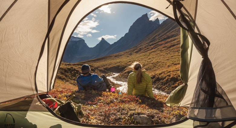 Two campers sit outside their tent admiring the view of the Brooks mountains in Alaska
523410044
Getty,  RFC,  men:CB2,  women:CB2,  landscape:CB2,  tent:CB2,  couples:CB3,  outdoors:CB2,  middle-aged:CB2,  mountain:CB2,  campsite:CB2,  scenic:CB2,  Arrigetch Peaks:CB2,  Gates of the Arctic National Park:CB2,  arial peak:CB2,  arrigetch creek:CB2,  natural world:CB2,  two people:CB2,  wilderness area:CB2,  Adult,  Camping,  Female,  Hat,  Male,  Man,  Mountain Tent,  Nature,  Outdoors,  Person,  Shelter,  Tent,  Woman