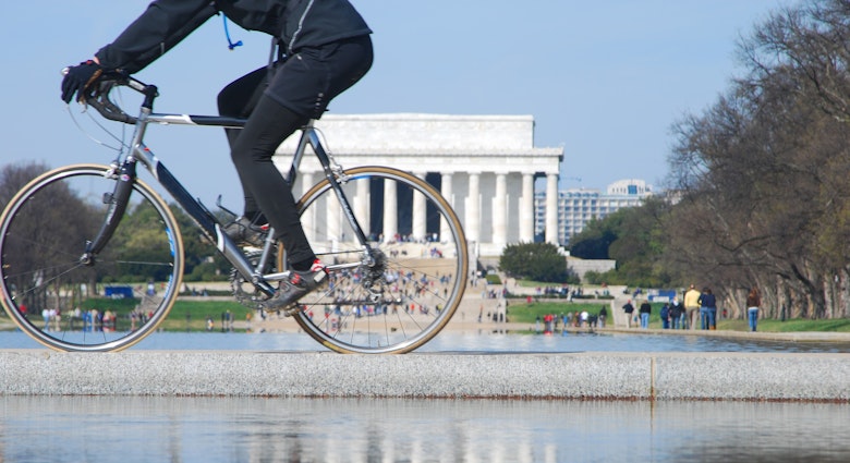 157332529
Getty, RFC, Cycling, Defocused, Horizontal, Reflective, Photography, Spring, Springtime, President, Reflection, Abraham Lincoln, Blurred Motion, Color Image, International Landmark, Lincoln Memorial, Presidential Memorial, Reflecting Pool, Reflecting Pool - Washington DC, Springtime In Washington Dc, The Mall, Travel Destinations, Washington DC, Bicycle, Clothing, Footwear, Glove, Person, Shoe, Transportation, Vehicle
