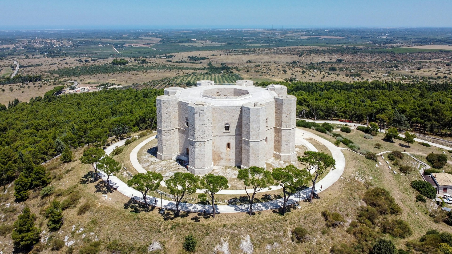 Aerial view of the Castel del Monte, Puglia, Italy