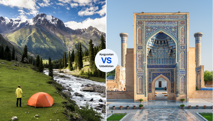 Barskoon gorge, Kyrgyzstan vs Gur-e-Amir (Guri Amir) in Samarkand,