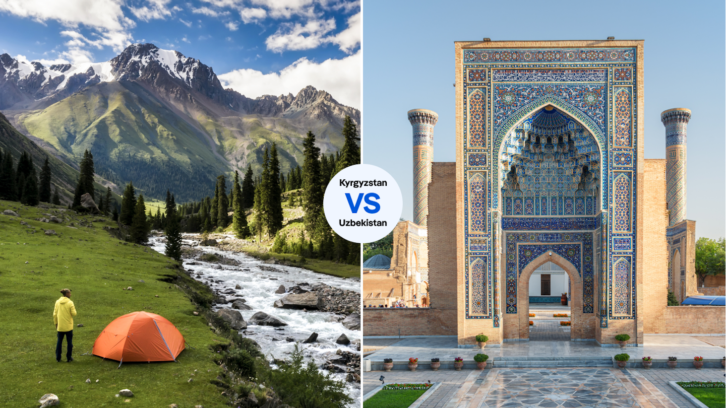 Barskoon gorge, Kyrgyzstan vs Gur-e-Amir (Guri Amir) in Samarkand,