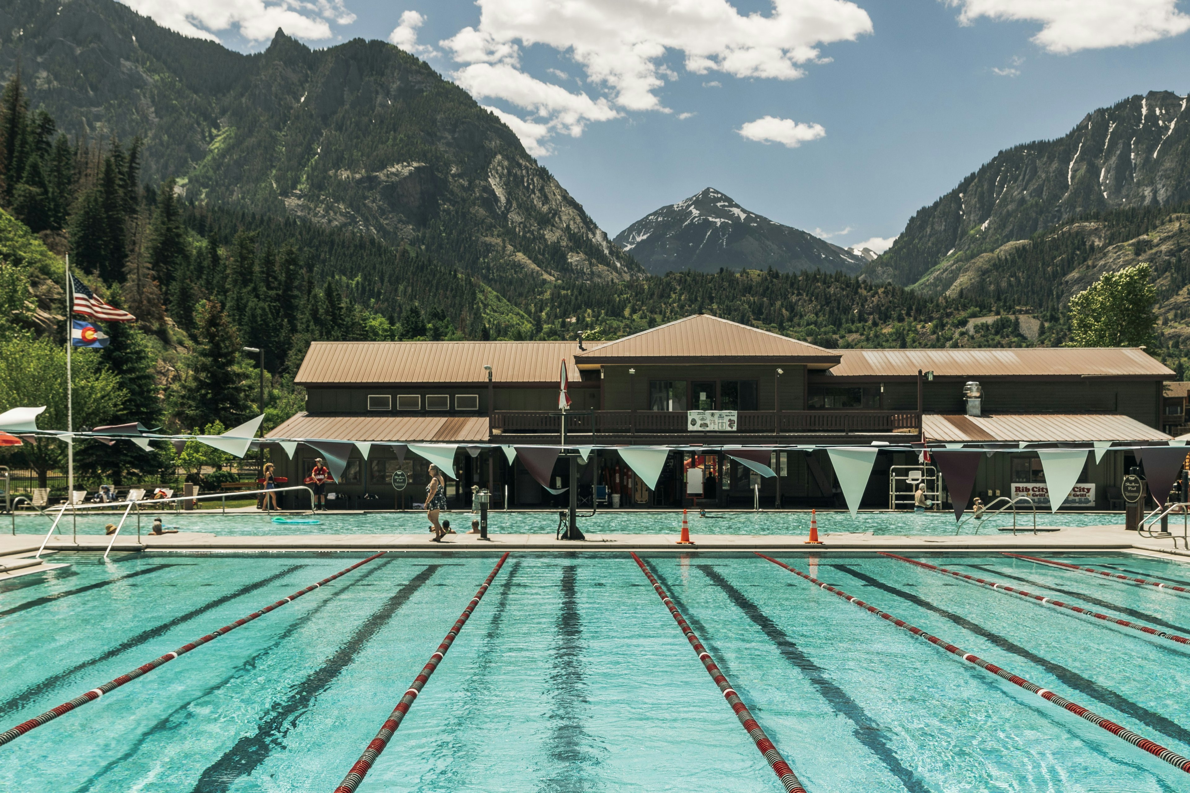 A swimming pool in mountain surrounds