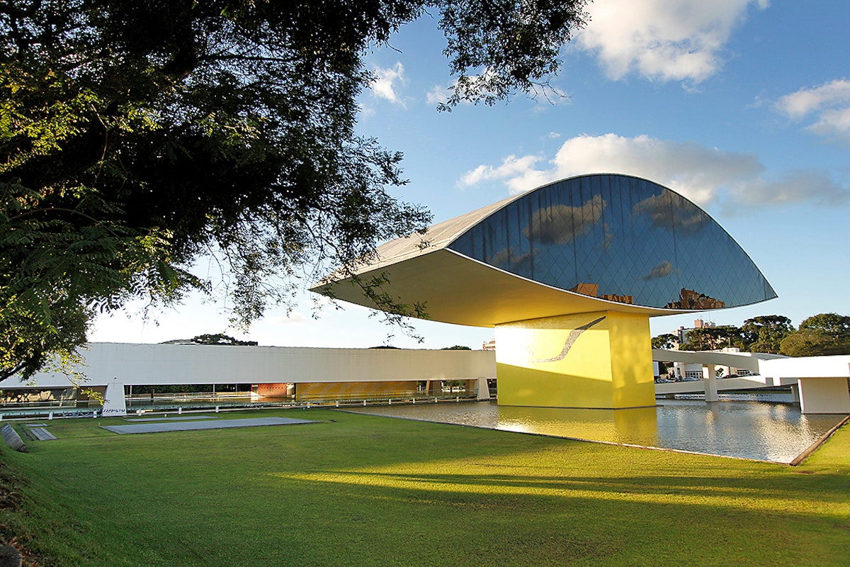 Oscar Niemeyer Museum in Curitiba, Parana State, Brazil. Cassiano Correia/Shutterstock